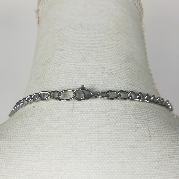 Fancy pentacle necklace blue & gold faceted glass beads witchy pagan new age - Picture 5 of 5